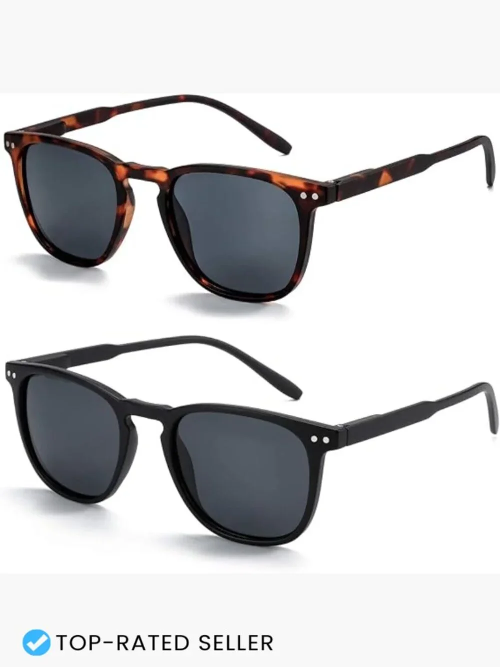 Retro Round Square Sunglasses 2 Pack UV Protection Polarized Unisex